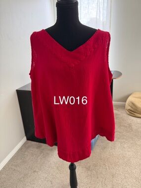 Oh My Gauze! Red Sleeveless V-Neck Gauze Tank